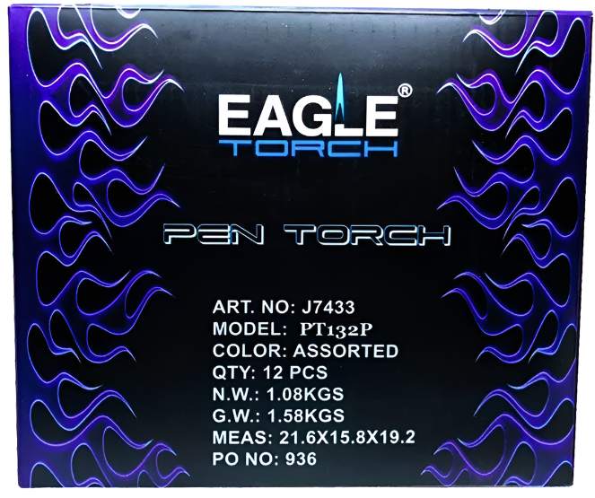 Eagle Torch Premium Butane Gas Pen PT132P Lighter 12Pcs