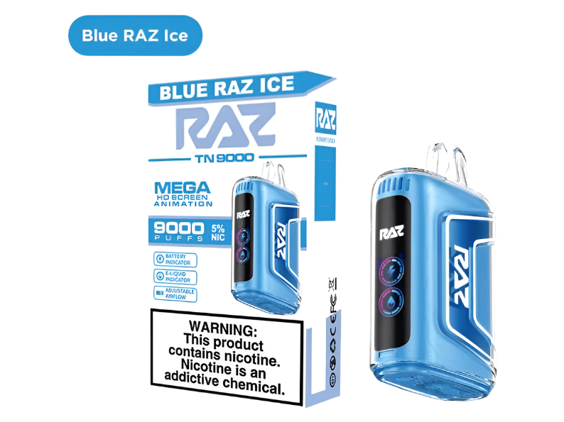 RAZ TN9000 5% NIC 9000 PUFFS RECHARGEABLE DISPOSABLE VAPE - DISPLAY OF 5