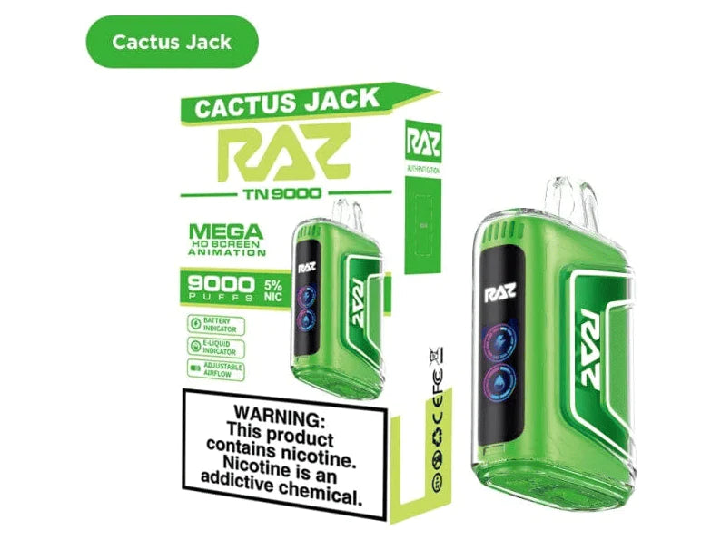 RAZ TN9000 5% NIC 9000 PUFFS RECHARGEABLE DISPOSABLE VAPE - DISPLAY OF 5