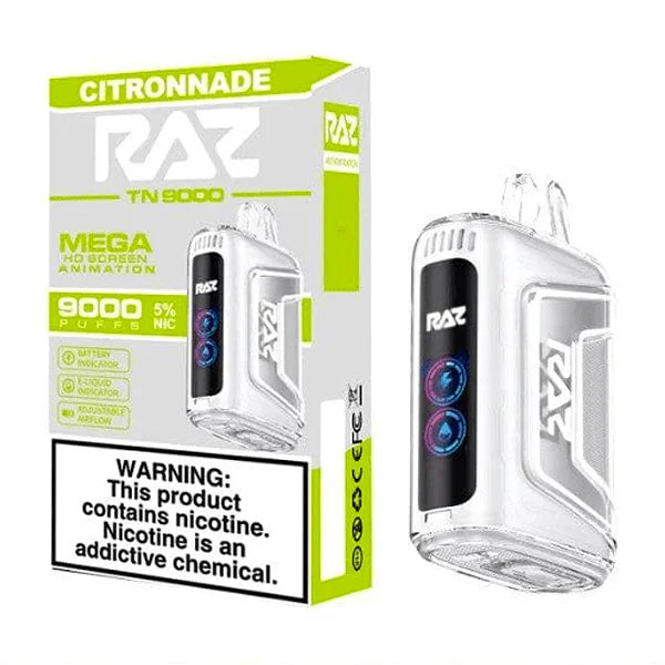 RAZ TN9000 5% NIC 9000 PUFFS RECHARGEABLE DISPOSABLE VAPE - DISPLAY OF 5