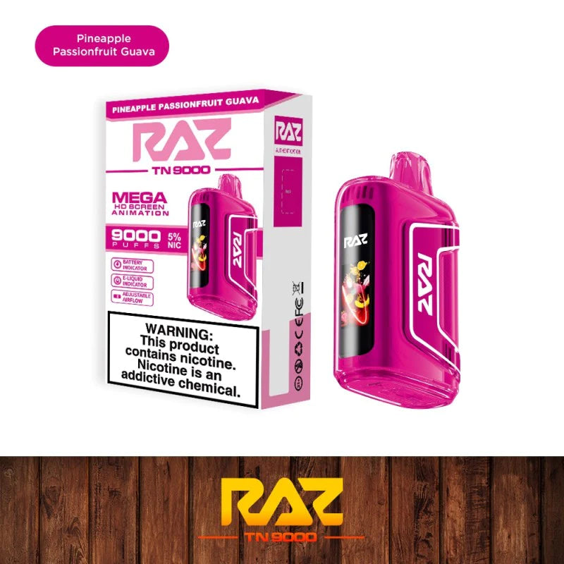 RAZ TN9000 5% NIC 9000 PUFFS RECHARGEABLE DISPOSABLE VAPE - DISPLAY OF 5