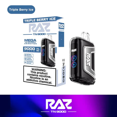 RAZ TN9000 5% NIC 9000 PUFFS RECHARGEABLE DISPOSABLE VAPE - DISPLAY OF 5